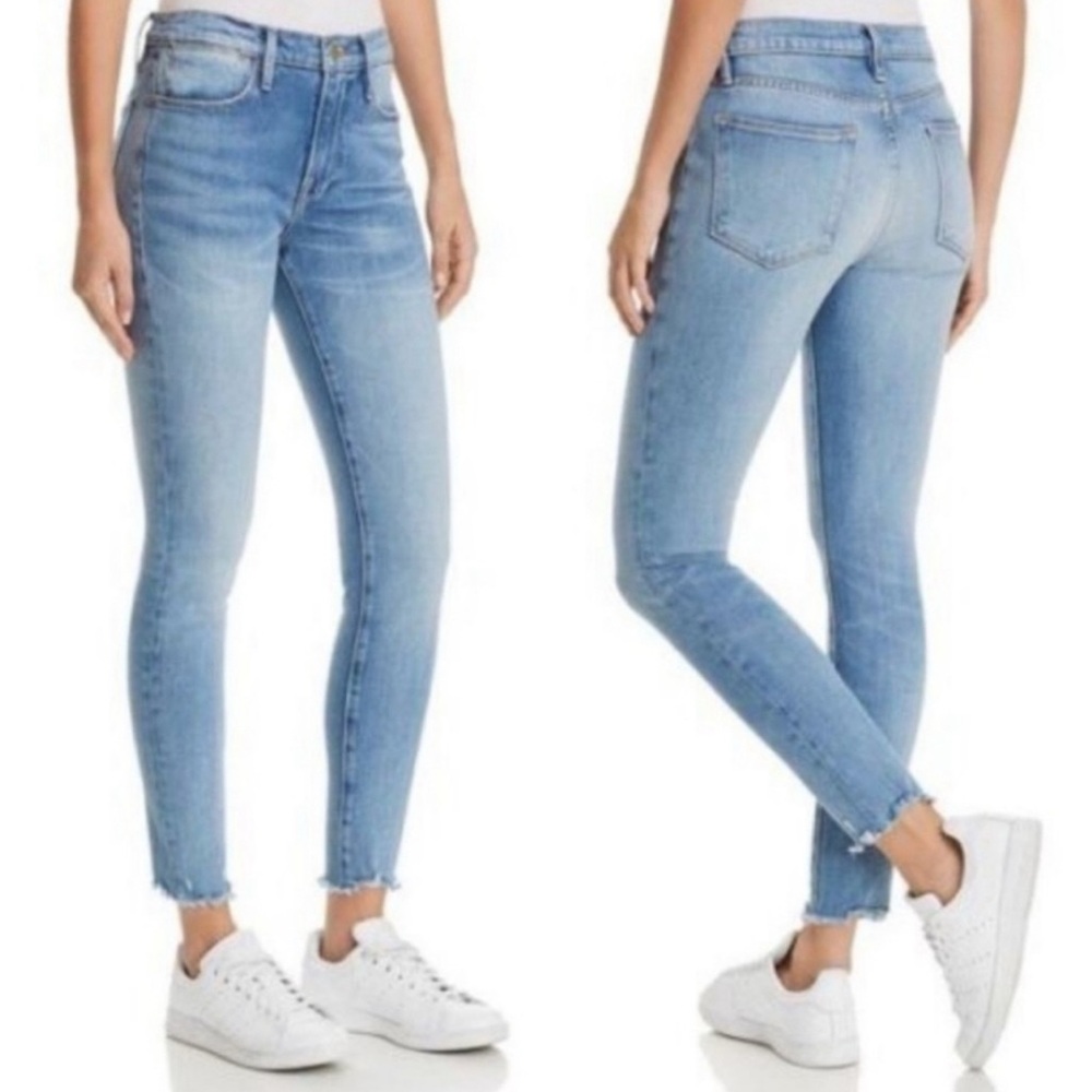 FRAME Le High Skinny Jeans High Rise in Europa Wash Sz 27 Raw Hem Classic